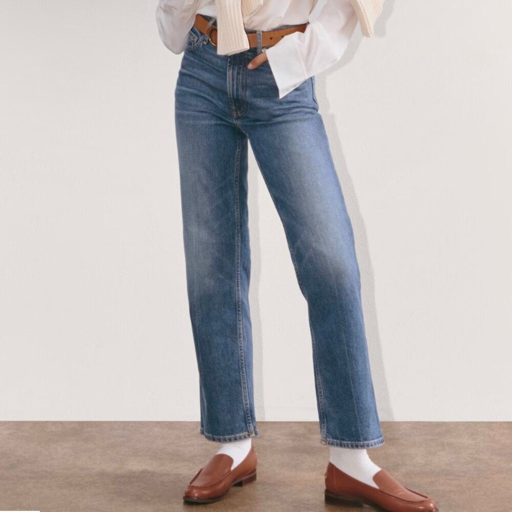 Everlane The Cheeky Straight Leg High Rise Jean Women's 27 Distressed